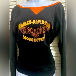 Super cute Harley Davidson pullover logo graphics top large